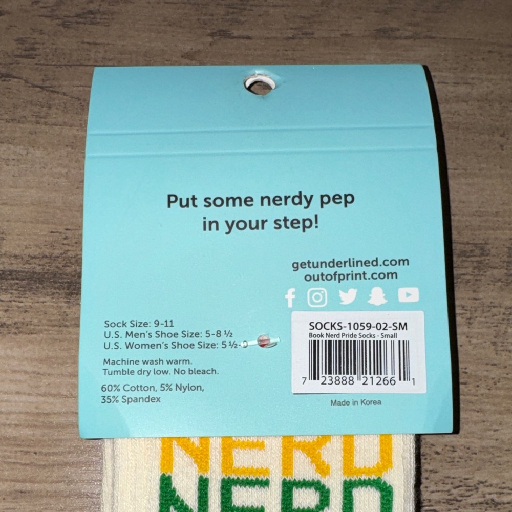 Out of Print Book Nerd Pride Socks - Cream and Multicolor - Picture 4 of 6